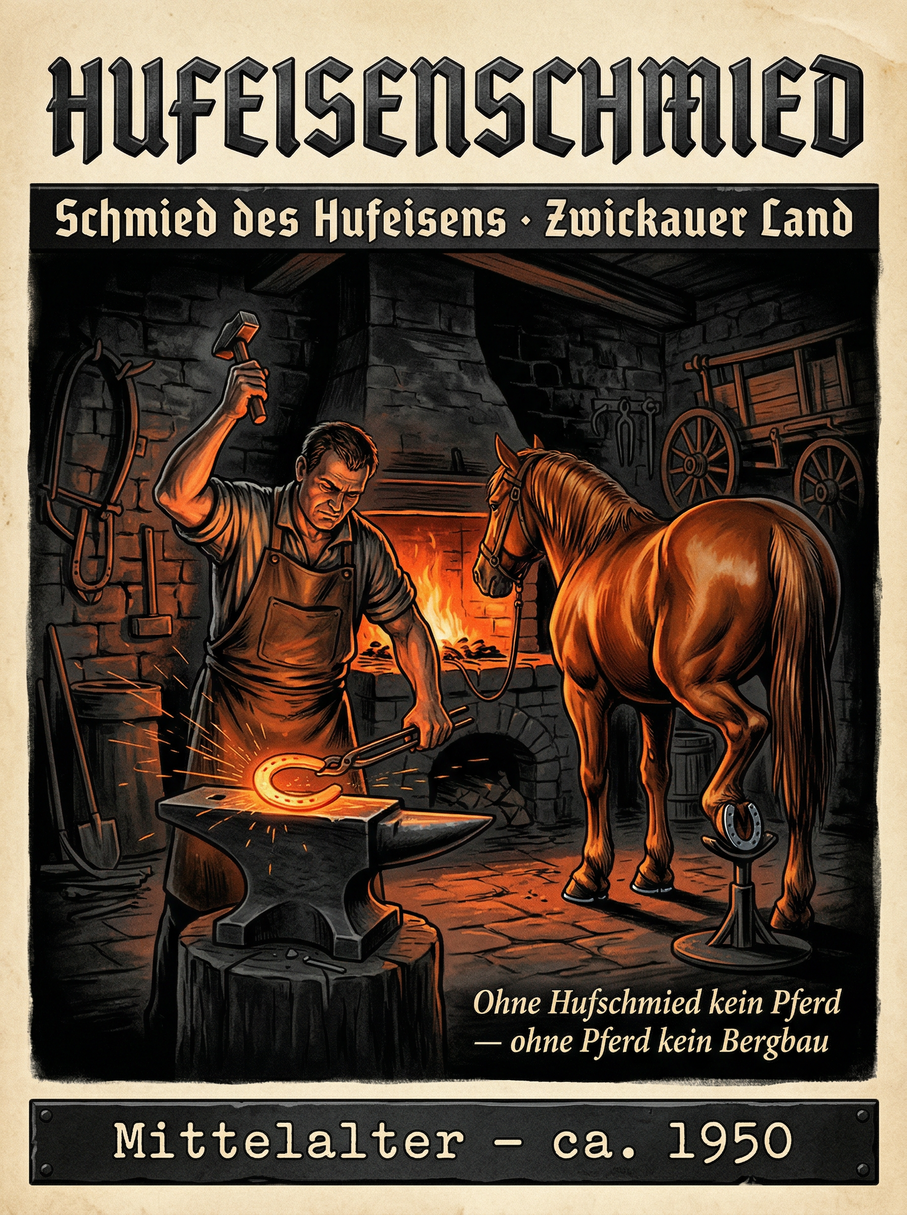 Plakat: Hufeisenschmied